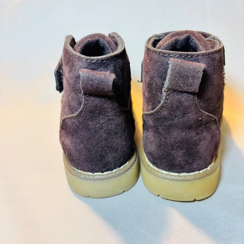 Toddler Boys Brown Suede Chukka Boots Size 8 Moc Toe Ankle Booties Hook Loop